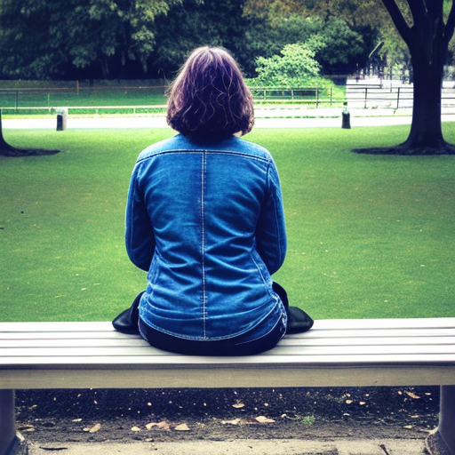 Girl sitting on a bench reflecting